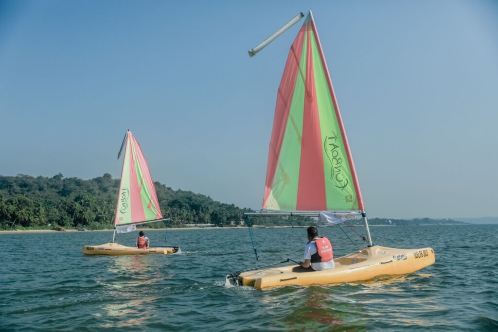 Two people sailing in the Arabian sea